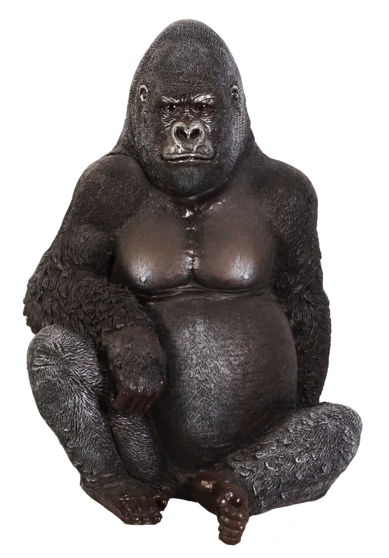 AFD Lifesize Silver Back Gorilla Statuary AFD Black 
