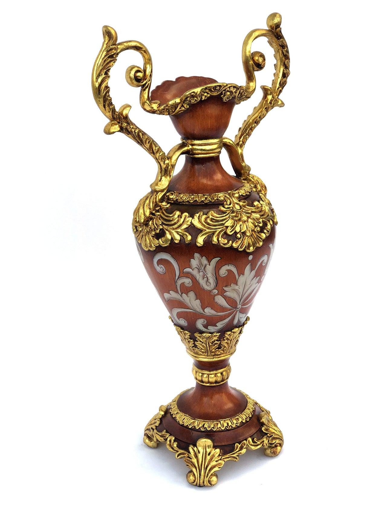 AFD Brown and White 22 inch Toulled Vase Décor AFD Brown, Gold 