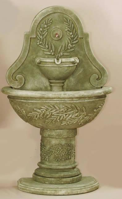 Oliva Floor-Wall Outdoor Cast Stone Garden Fountain Fountain Tuscan 