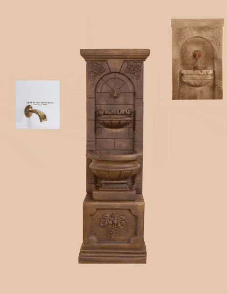 St. Helena Outdoor Cast Stone Garden Fountain W/ Base and For Spout Fountain Tuscan 