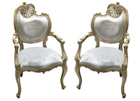 Thumbnail for AFD Pair of French Rococo Fire Platina Side Chair in Silver Finish Chairs AFD Silver 