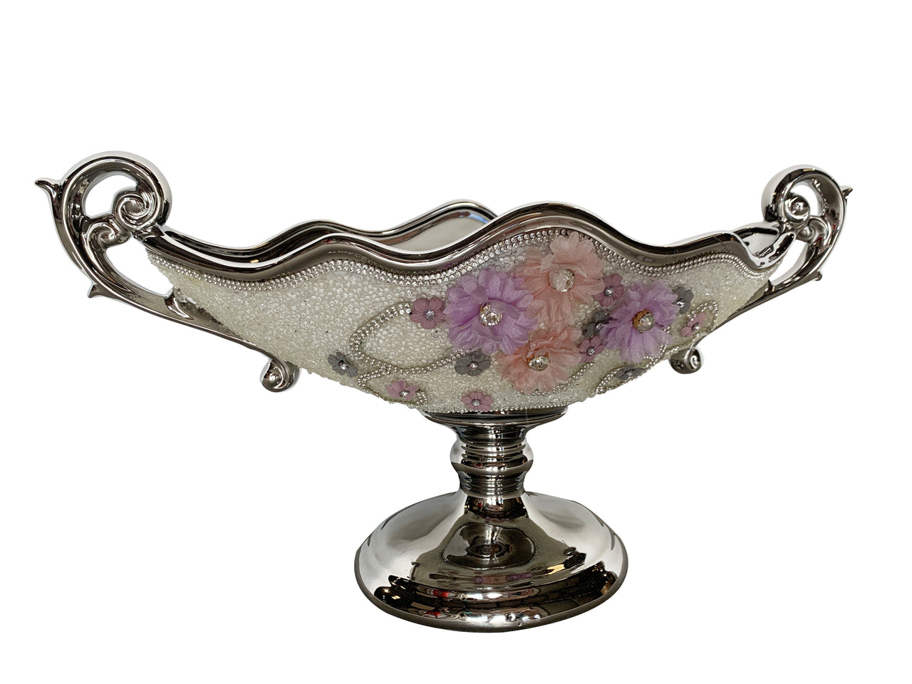 AFD Daisy Crystal Silver Bowl Bowls AFD Multicolored 