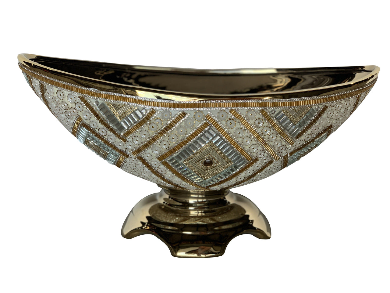 AFD Golden Reflections Center Bowl Bowls AFD White, Gold 