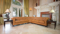 Thumbnail for AFD Classic Chesterfield Tan Sectional Sofa AFD Tan 