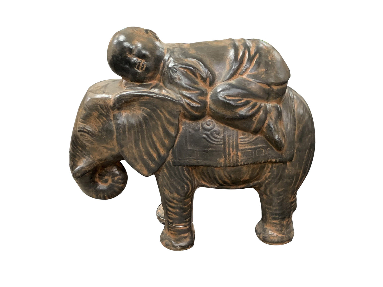 AFD Baby Monk On Elephant Black Earthy Finish Décor AFD BLACK EARTHY 