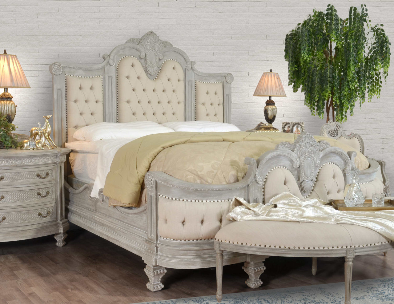 AFD Mystique Grey Mahogany Maison Royale Bed King Beds AFD Grey 