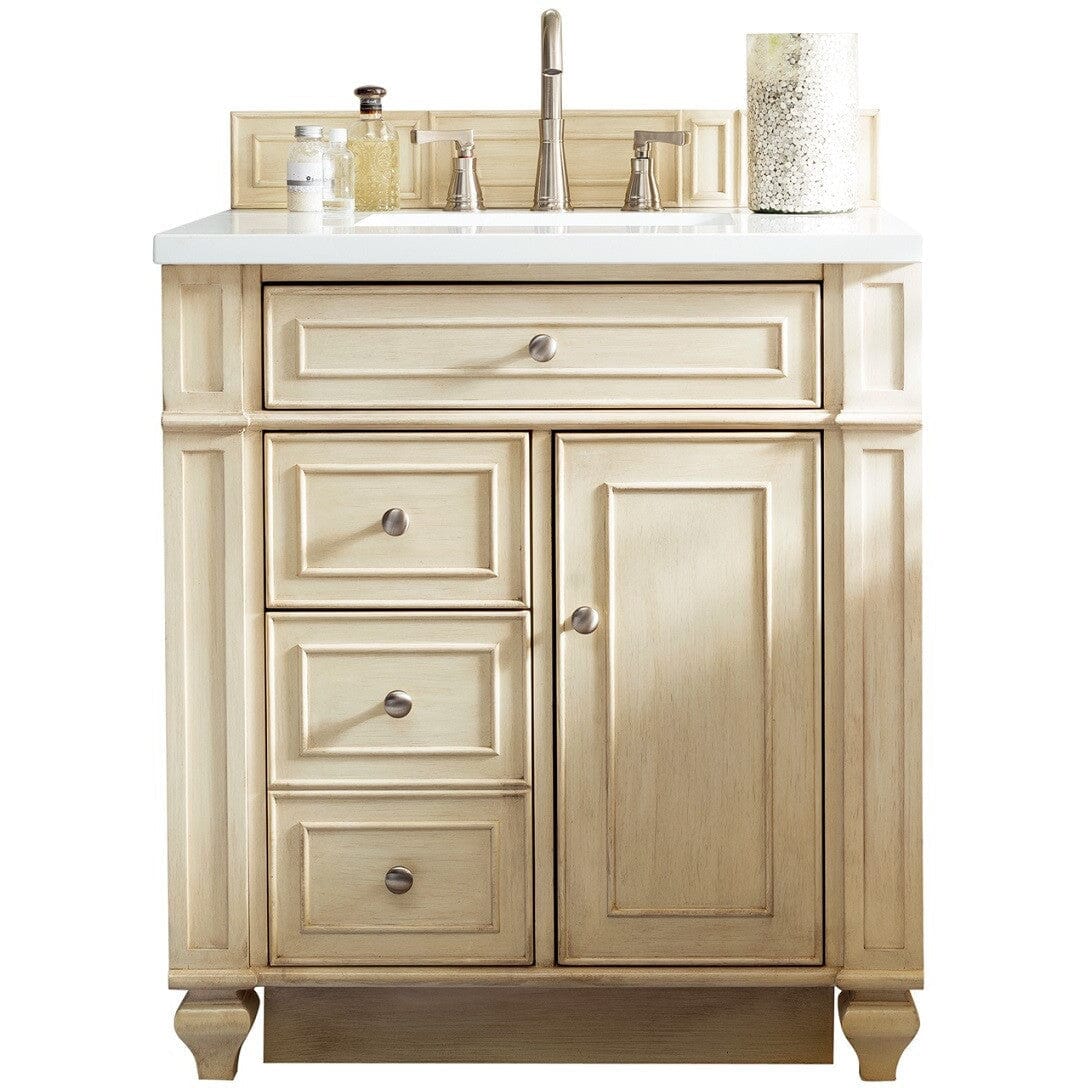 James Martin Bristol 30" Single Vanity Vanity James Martin Vintage Vanilla w/ 3 CM Classic White Quartz Top 