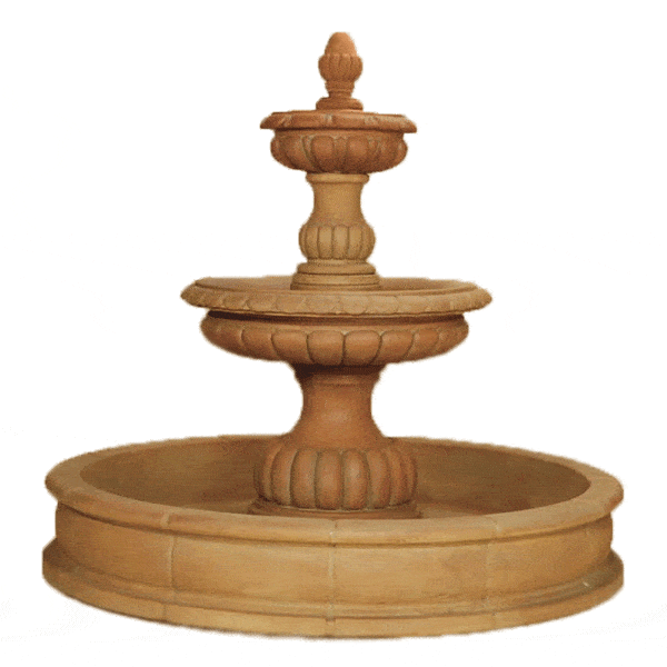 Ambra Two Tier Pond Outdoor Cast Stone Garden Fountain Fountain Tuscan 