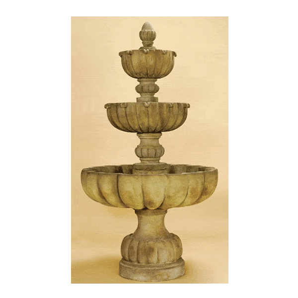 Urbino Grande Three Tiered Outdoor Cast Stone Garden Fountain Fountain Tuscan 
