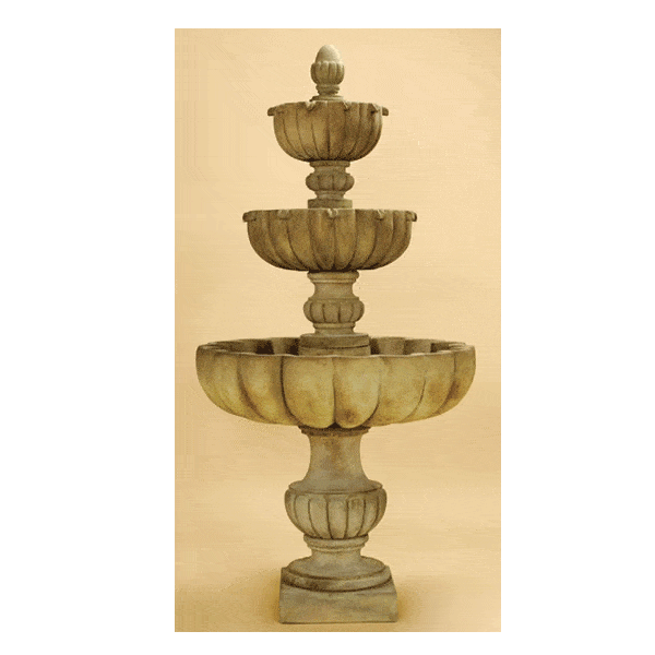 Urbino Grande Tall Three Tier Outdoor Cast Stone Garden Fountain Fountain Tuscan 