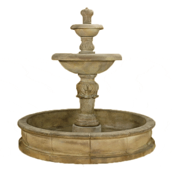 Barcellona Two Tier Pond Outdoor Cast Stone Garden Fountain Fountain Tuscan 