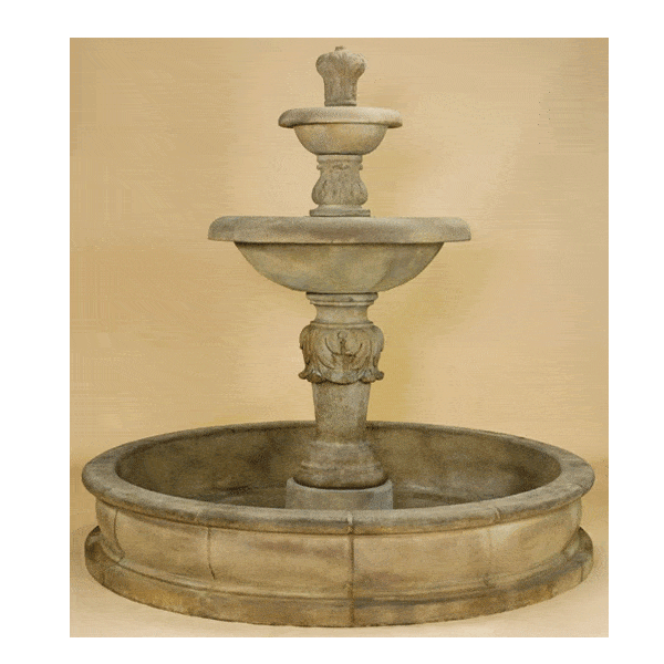 Barcellona Two Tier Pond Outdoor Cast Stone Garden Fountain Fountain Tuscan 