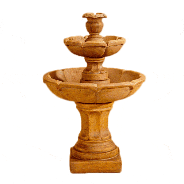 Velia Two Tier Outdoor Cast Stone Garden Fountain-Small Fountain Tuscan 