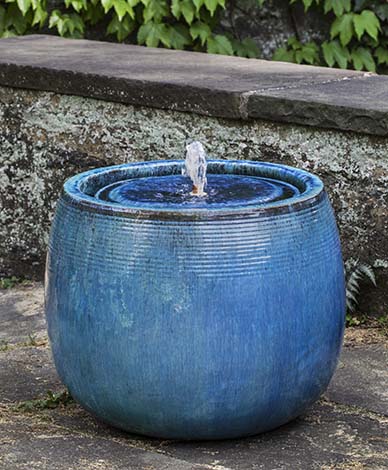 Campania International Glazed Pottery Boden Fountain Fountain Campania International Mediterranean Blue 