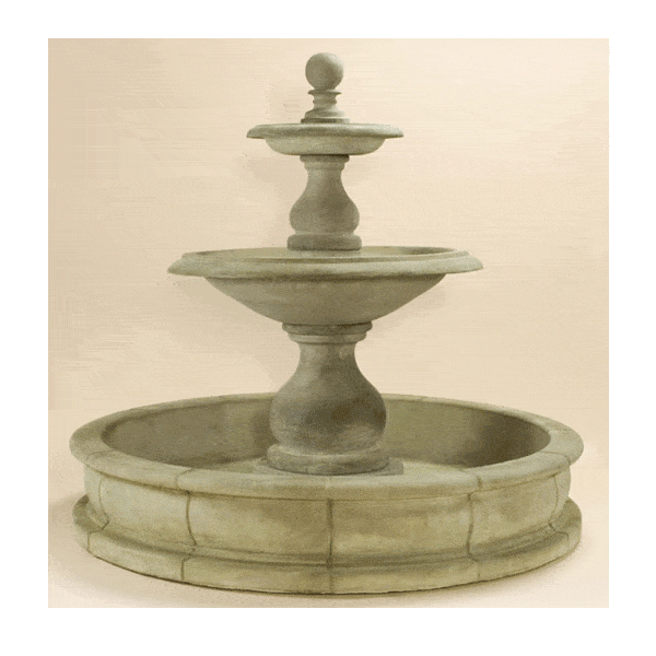 Carrara Two Tier Outdoor Cast Stone Garden Pond Fountain (66" Pond) Fountain Tuscan 