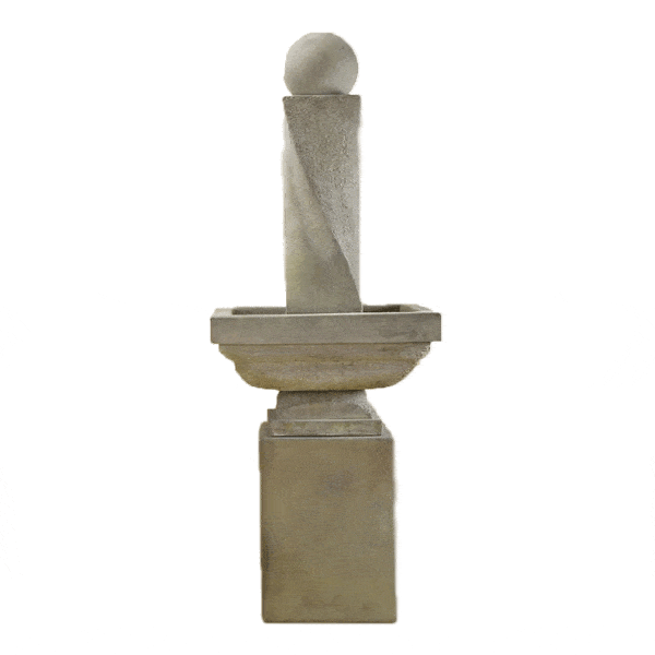 Mod Twist Outdoor Cast Stone Garden Fountain Tall With Ball Fountain Tuscan 