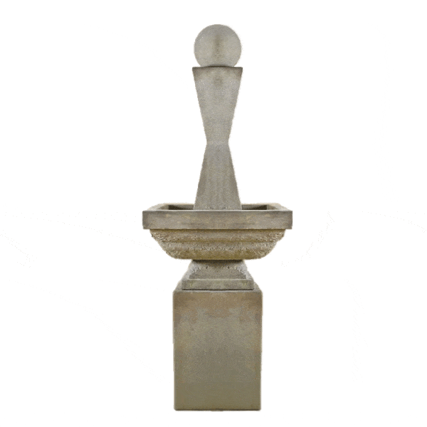 Mod I Outdoor Cast Stone Garden Fountain Tall With Ball Fountain Tuscan 
