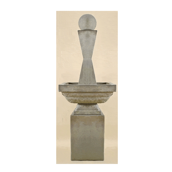 Mod I Outdoor Cast Stone Garden Fountain Tall With Ball Fountain Tuscan 