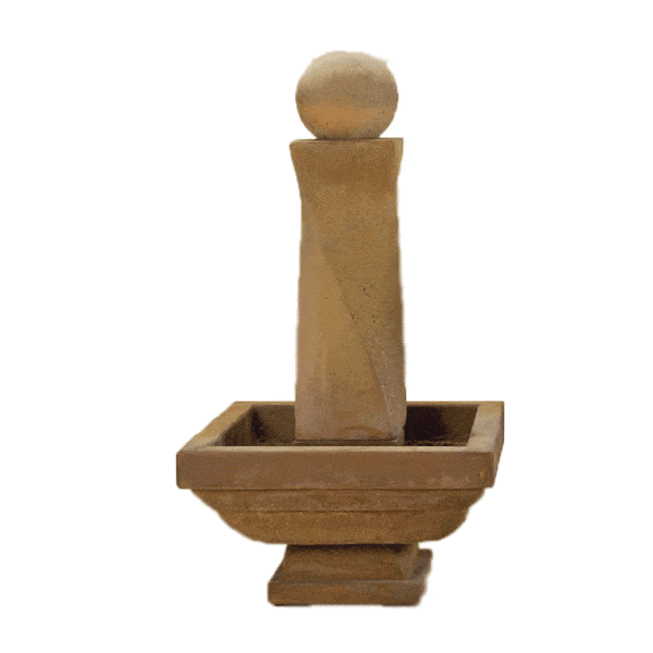 Mod Twist Outdoor Cast Stone Garden Fountain Short With Ball Fountain Tuscan 