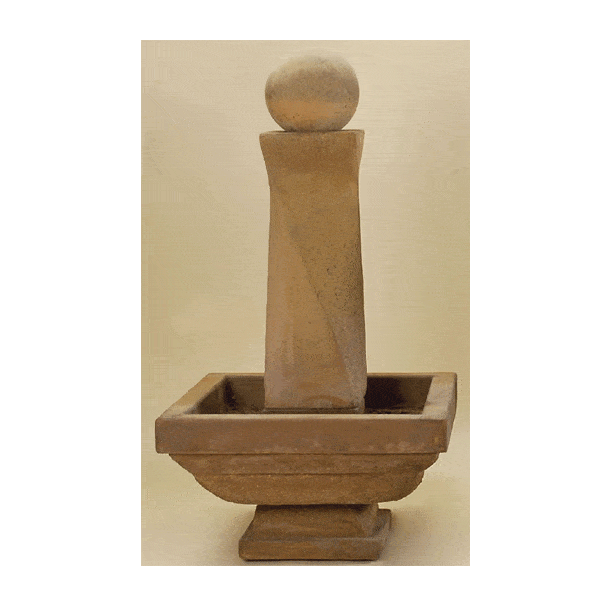 Mod Twist Outdoor Cast Stone Garden Fountain Short With Ball Fountain Tuscan 