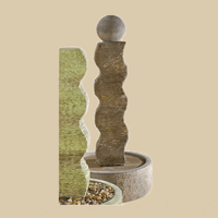 Thumbnail for Rustic Wave Outdoor Cast Stone Garden Fountain With Ball Fountain Tuscan 