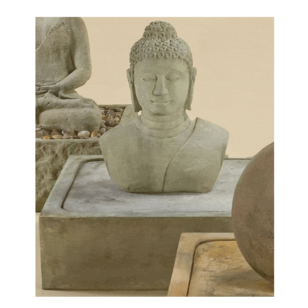 Buddha Bust Water Outdoor Cast Stone Garden Fountain Fountain Tuscan 