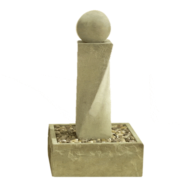 Rustic Mod Twist Outdoor Cast Stone Garden Fountain With Ball Fountain Tuscan 