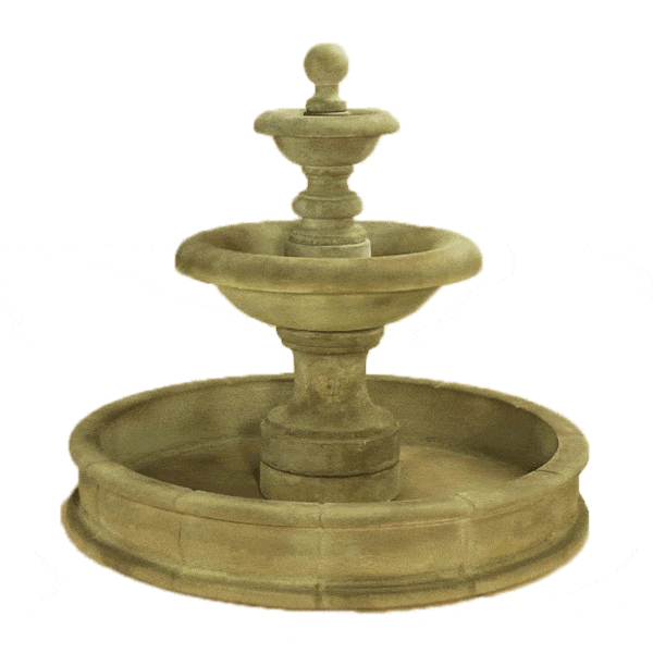 Villa Santini Two Tier Pond Outdoor Cast Stone Garden Fountain Short Fountain Tuscan 