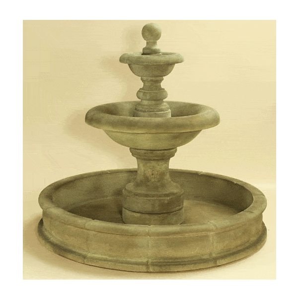 Villa Santini Two Tier Pond Outdoor Cast Stone Garden Fountain Short Fountain Tuscan 