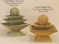 Thumbnail for Shallow Two Tier Tapered Square Outdoor Cast Stone Garden Fountain Fountain Tuscan 