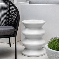 Thumbnail for Campania International Glazed Pottery Zigzag Garden Table Tables Campania International White 