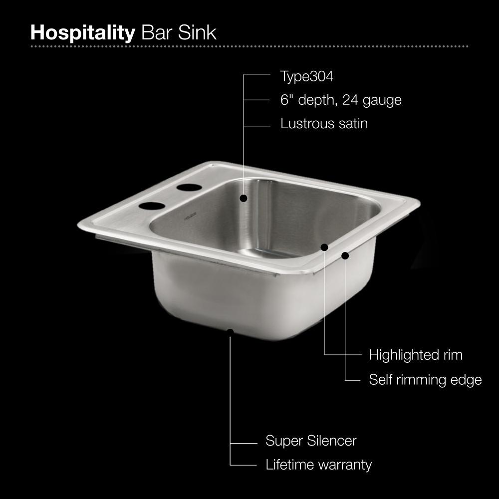 Houzer Hospitality Series Topmount Stainless Steel 2-Holes Bar/Prep Sink Bar Sink - Topmount Houzer 