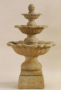 Thumbnail for Regina Three Tier Outdoor Cast Stone Garden Fountain With Base Fountain Tuscan 