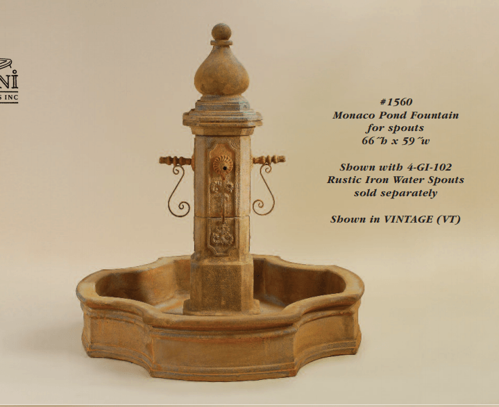 Monaco Pond Outdoor Cast Stone Garden Fountain Fountain Tuscan 
