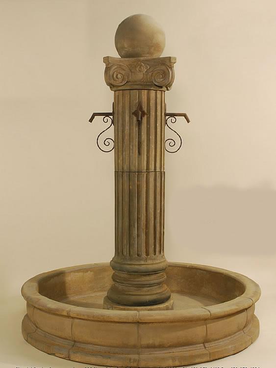 Pantheon Outdoor Cast Stone Garden Fountain W/ Ball For Rustic Spouts Fountain Tuscan 