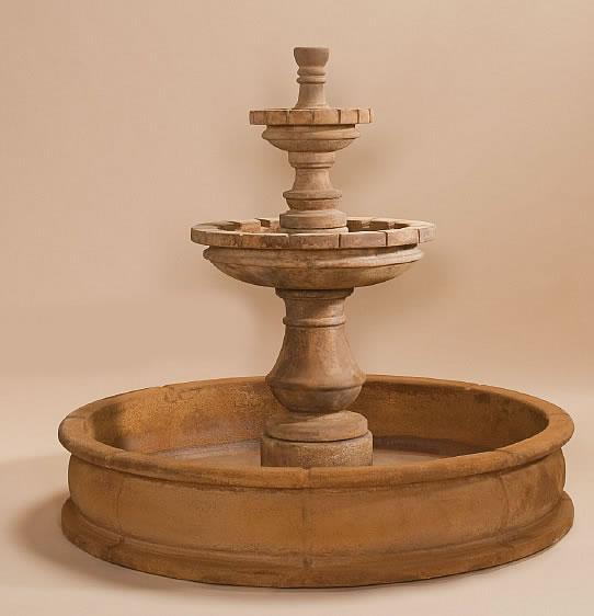 Montefalco Two Tier Pond Outdoor Cast Stone Garden Fountain Fountain Tuscan 