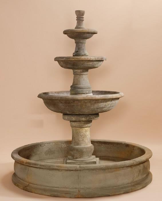 Pavana Three Tier Pond Outdoor Cast Stone Garden Fountain Fountain Tuscan 