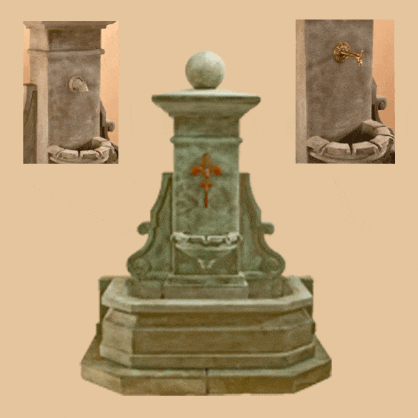 Avignon Wall Outdoor Cast Stone Garden Fountain For Spout Fountain Tuscan 