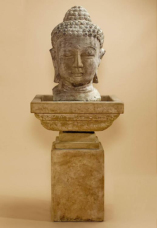 Meditation Buddha Outdoor Cast Stone Garden Fountain-Tall Fountain Tuscan 