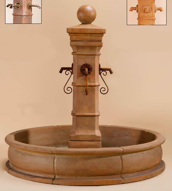 Avignon Pond Outdoor Cast Stone Garden Fountain W/ Concrete Spouts Fountain Tuscan 