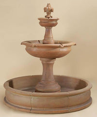 Thumbnail for Fleur De Lis Pond Outdoor Cast Stone Garden Fountain Fountain Tuscan 