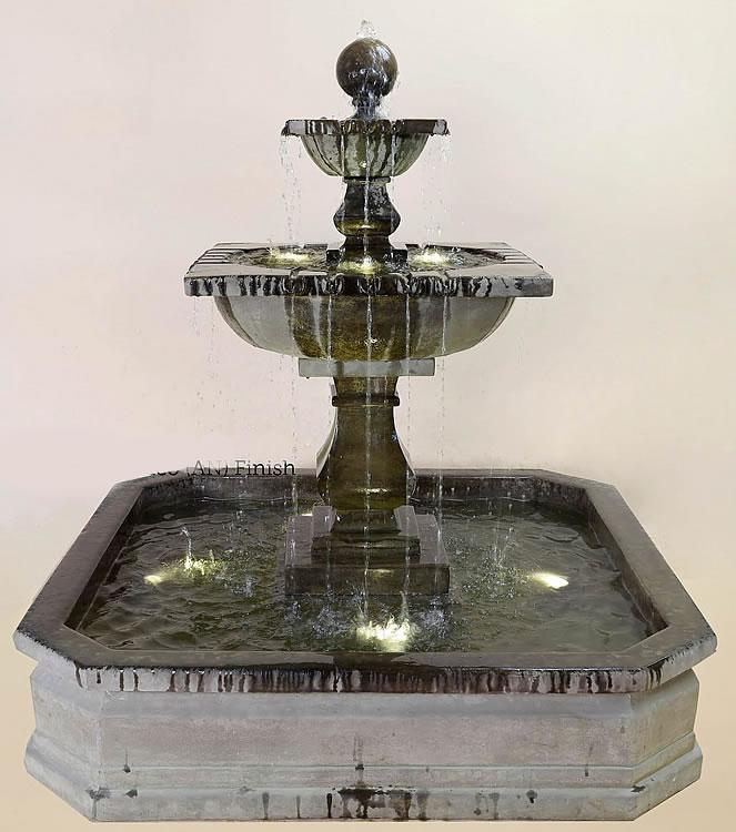Solara Quadra Pond Outdoor Cast Stone Garden Fountain Fountain Tuscan 