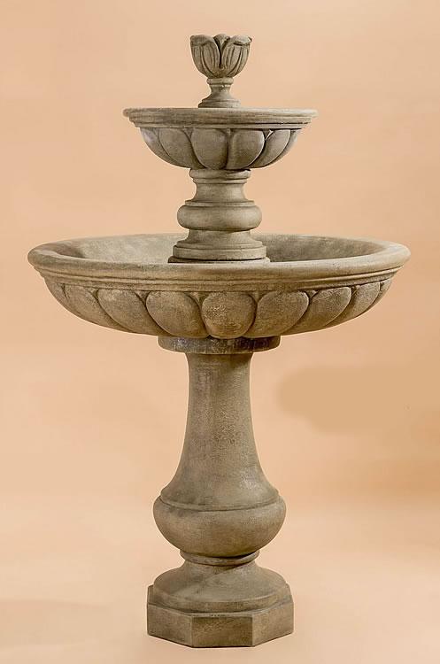 Peotta Two Tier Outdoor Cast Stone Garden Fountain Fountain Tuscan 