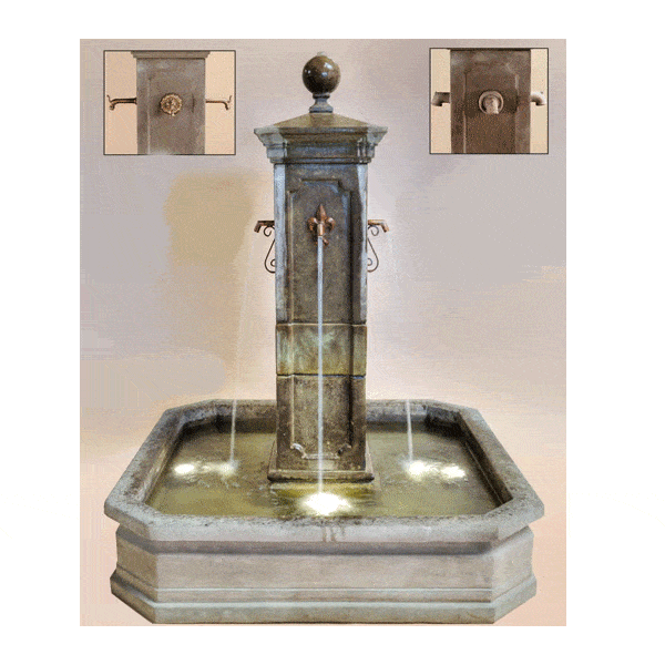 Anduze Colonne Outdoor Cast Stone Garden Fountain For Spouts Fountain Tuscan 
