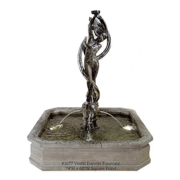 Vestal Dancer Outdoor Cast Stone Garden Fountain with Pond Fountain Tuscan 