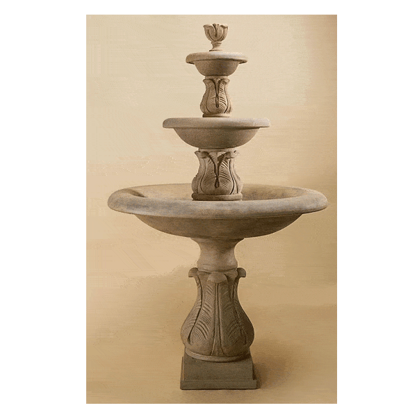 Folium Three Tier Cast Stone Outdoor Garden Fountain Fountain Tuscan 