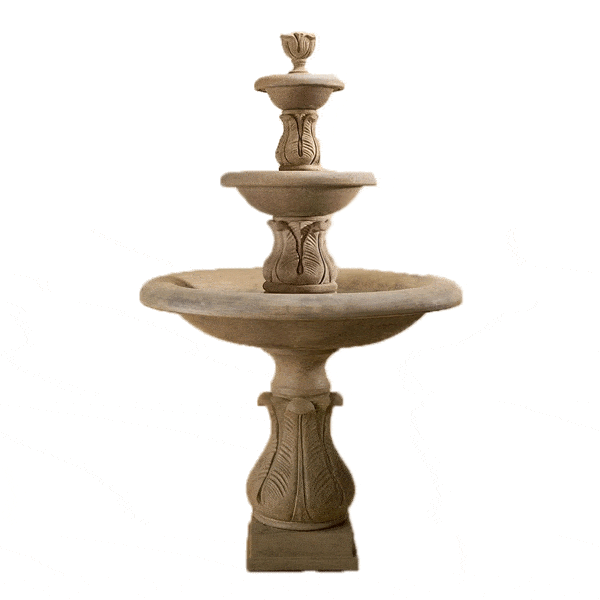 Folium Three Tier Cast Stone Outdoor Garden Fountain Fountain Tuscan 