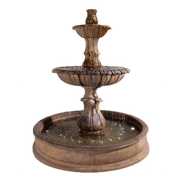 Grandis Calanthia Two Tier Pond Outdoor Cast Stone Garden Fountain Fountain Tuscan 