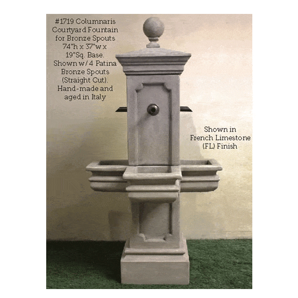 Columnaris Courtyard Outdoor Cast Stone Garden Fountain for Spouts Fountain Tuscan 