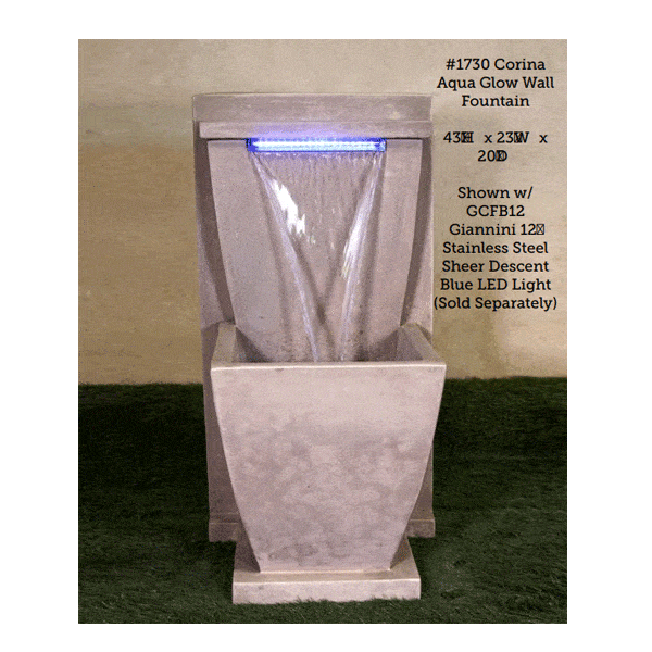 Corina Aqua Glow Wall Outdoor Cast Stone Garden Fountain Fountain Tuscan 